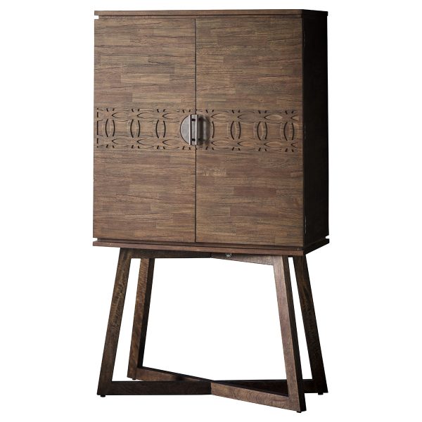 Modern French-Style Cocktail Cabinet – Mango Wood with Metal Detailing - Image 3