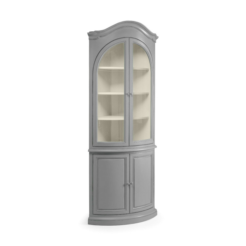 French-Style Glazed Corner Cabinet – Distressed Painted Finish - Image 2